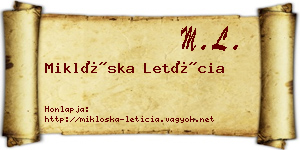 Miklóska Letícia névjegykártya